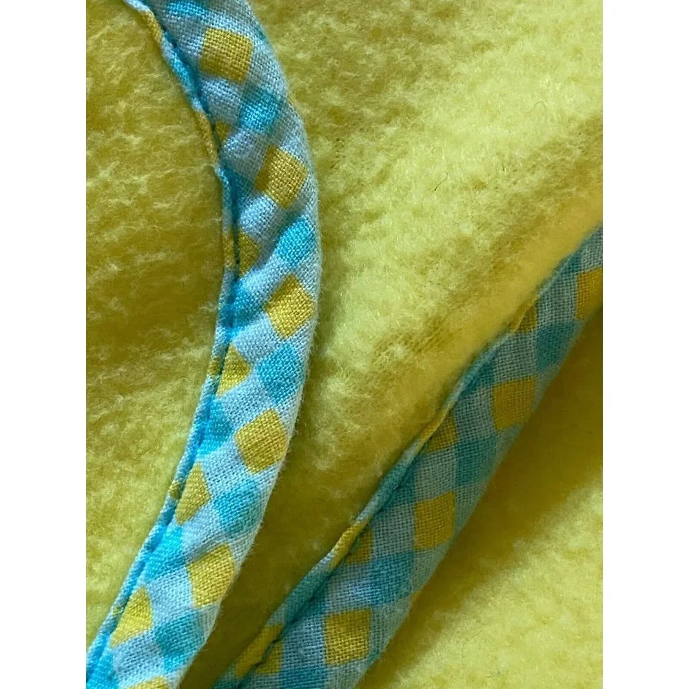 Vintage Care Bears Fleece Baby Blanket Bedtime Bear Sweet Dreams Yellow Blue EUC
